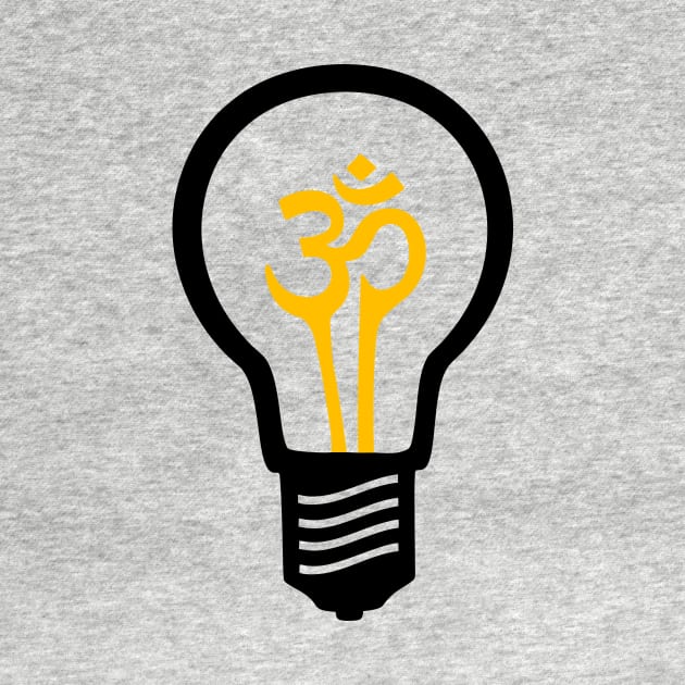 Om Meditation Lightbulb (Black and Yellow) by XOOXOO